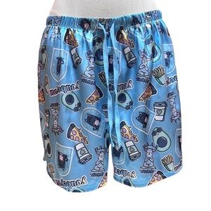 Unisex Justice Cartoon Print Lounge Satiny Drawstring Shorts -Size 20/22 Plus